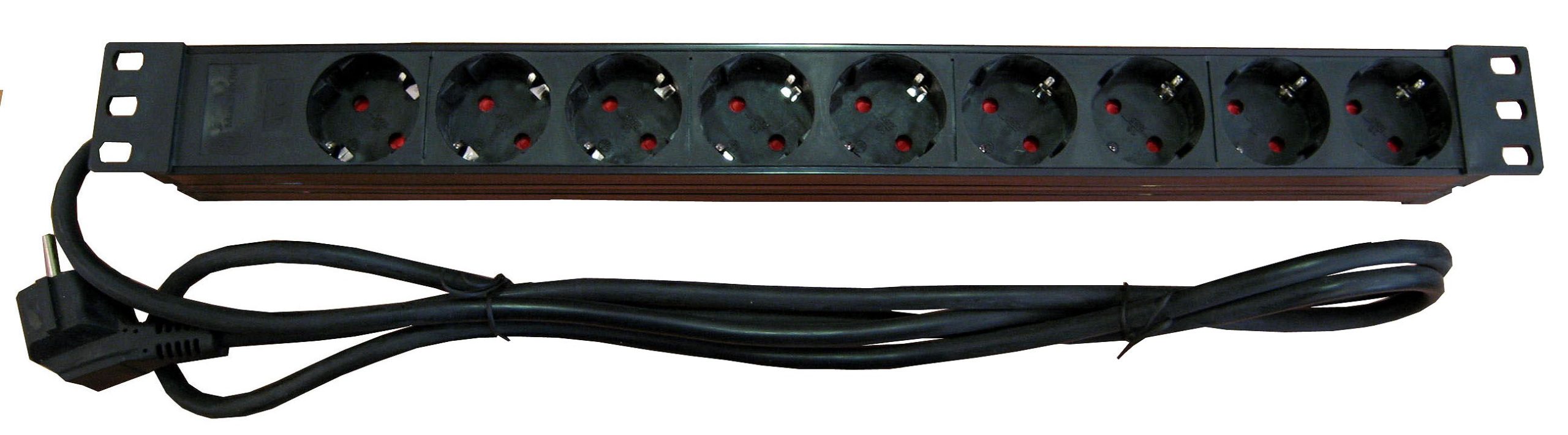 Regleta electróctrica 19" 9 schuckos sin interruptor 1U ALUMINIO